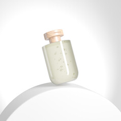 flipcap cosmetic plastic bottle mockup, modern liquid skincare and cosmetic container, personal care product packaging, translucent cylindrical shape lotion sqeeze bottle with wooden flat flip cap