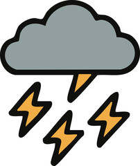 Dark Storm Cloud with Lightning Icon – Dangerous Weather Forecast Symbol
