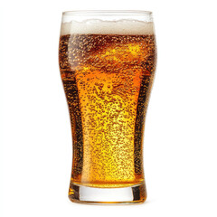Refreshing glass filled with golden carbonated beverage