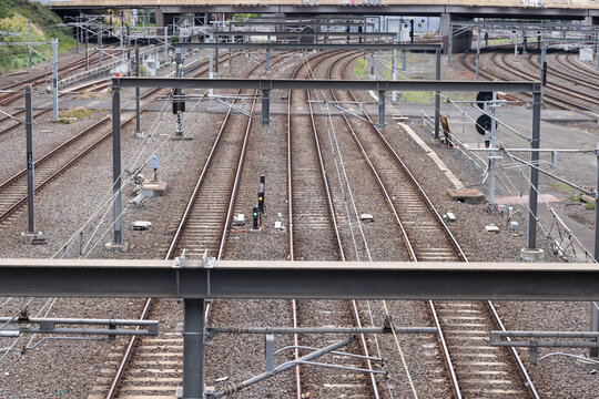 Railway tracks and poles in Mlebourne's CBD