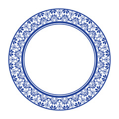 Round frame pattern floral design. ring shape. botanical, natural theme. for decoration, background, home decor, ceramic, fabric, tile. circular border.