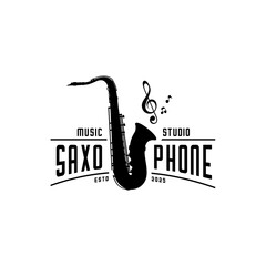 silhouette of saxophone and music tune