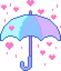 Pixel Illustration of Heart rain