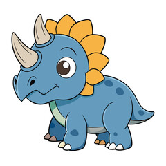Fototapeta premium A cartoon drawing of a blue dinosaur with a crown on its head 