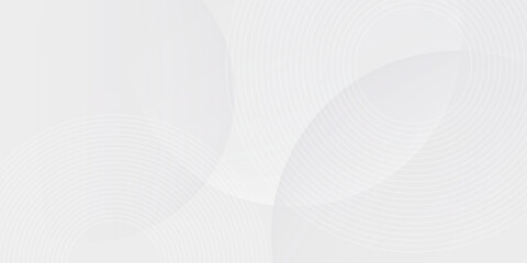 White geometric abstract background overlap layer on bright space with lines effect decoration. Modern graphic design element circles style concept for banner.