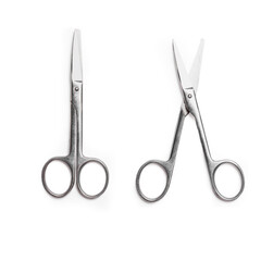 Stainless steel scissors set isolated