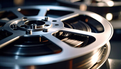 Close-Up of Film Reel Unspooling 8K Quality