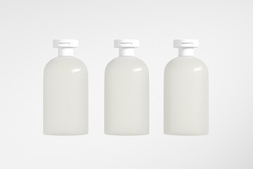 small translucent cosmetic bottle mockup, flat flip cap cylindrical makeup packaging, liquid skincare and cosmetic container, lotion sqeeze bottle mockup, short personal care product packaging