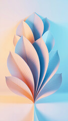 Artistic arrangement of pastel colored leaves with detailed texture and gradient background