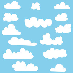 Clouds set vector illustration isolated on blue background