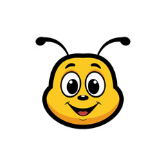 Happy Bee Face Cartoon