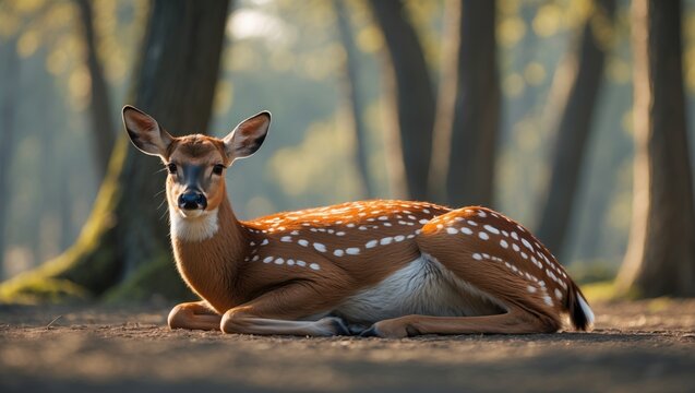 Beautiful outdoor portrait of a young deer amidst wild nature