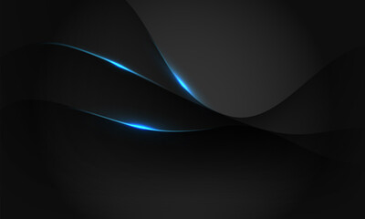 Abstract black blue line dynamic luxury curve smooth design modern premium elegant background vector