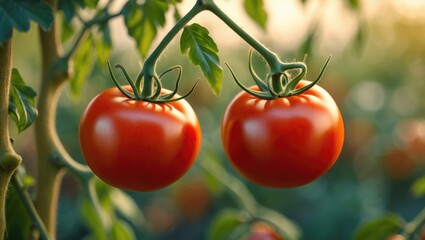 Organic tomatoes growing on a small vegetable farm as a chemical-free food source