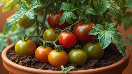 Urban garden with tomato plants on balcony during summer