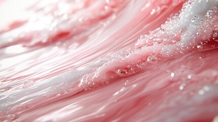 Fototapeta premium Pink and white creamy texture, swirling, bubbly