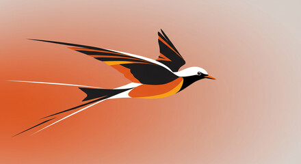 Flying bird in motion, Colorful Vector