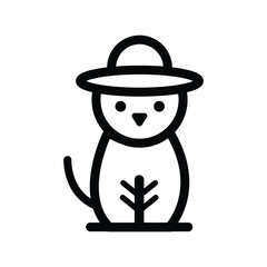 Cute Penguin Emblem - Flat line logo Design