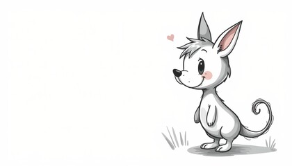 Fototapeta premium a playful character, sketched in a charming watercolor style, is depicted from a dynamic side profile, this character, brought to life through a blend of animation, cartoon, caricature, illustration