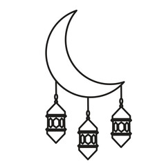 Crescent moon and lantern icon vector. crescent moon and lantern icon vector for Ramadan background, vector to add decoration for Ramadan greeting.