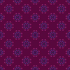 Colorful geometric patterns that are arranged in a circle in rhythm Like a flower floating in the color of the color On a dark mango floor that gives a mysterious and luxurious feeling