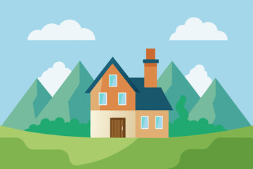 Naklejka premium house in the mountains