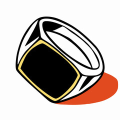 Men's Black Onyx Signet Ring with Gold Accents