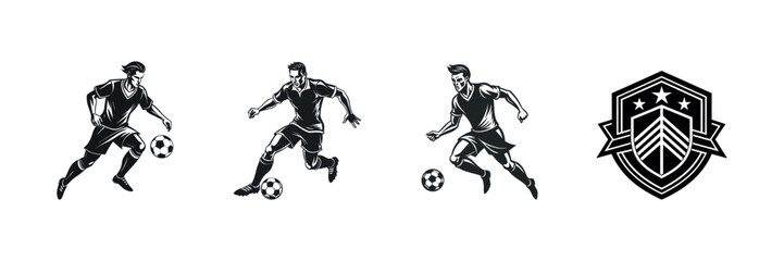 Obraz premium Fantasy Football Vector Design Player Silhouettes & Game Elements