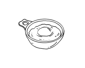 minimalist Line Art of Poached Egg in Bowl outline simple.