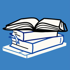 Open Book on Stack of Books Illustration