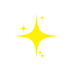 Sparkling star icons set. Set of yellow sparkle star icons. Rating star. Bright vector stars. Flash, shine sparkle icon, glare, light, blink star. Modern simple golden stars collection