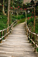wooden bridge in the park