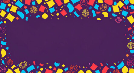 Obraz premium Festive Confetti Banner on Purple Background