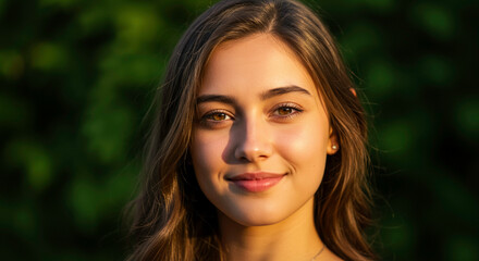Fototapeta premium candid portrait photo of a young woman smiling softly