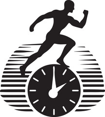 Runner on Clock Symbolizing Speed Time Efficiency Success