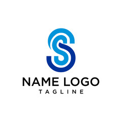 letter at monogram SS style line art modern logo	