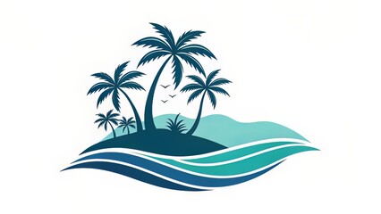 Island Logo with Palm Trees Designed for Luxury Travel Brand Aesthetic