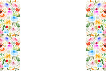 Watercolor flowers background vector for design.