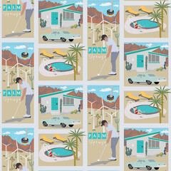 Palm Springs California seamless pattern