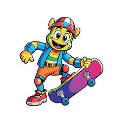 Fancy Skater Boy Vector Urban Street Style Skateboarding Clipart, illustration Design