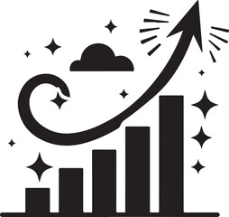 Growth Chart Illustrating Business Success and upward trend with sparkling effects