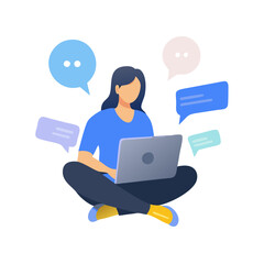 Business people with laptops and computers connected to a cloud network for online communication and technology concepts