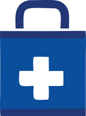 Obraz premium Simple blue first aid kit icon illustration with white cross