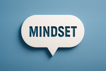 A minimalist digital artwork illustrates conceptual focus through a clean speech bubble symbolizing mindset and communication in business strategy