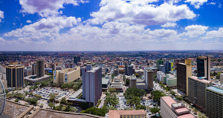 Fototapeta premium Nairobi City County Nairobi is Kenya’s capital city. In addition to its urban core, the city has Nairobi National Park, a large game reserve known for breeding endangered black rhinos 