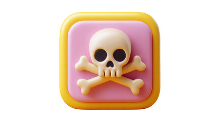 Ransomware. Skull and crossbones emoji on a colorful background.