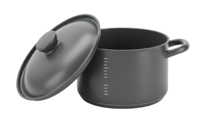 Isolated Black Cooking Pot with Lid