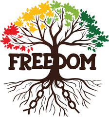 Hand-drawn vector tree illustration with green leaves, a symbol of nature, ecology, and growth for spring and autumn designs