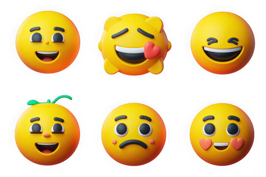3d rendered emojis collection happy sad love