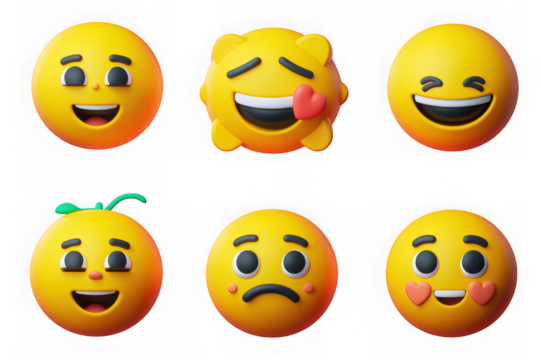 3d rendered emojis collection happy sad love - Powered by Adobe
